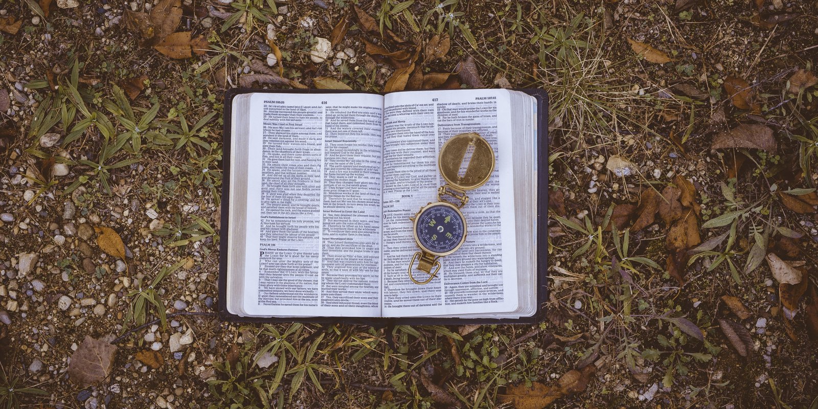 Bible with compass